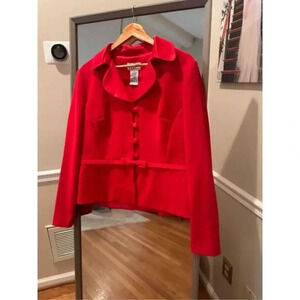 R&K Women’s Red Button Down Suit Jacket Size 16 Formal Blazer Career Wear